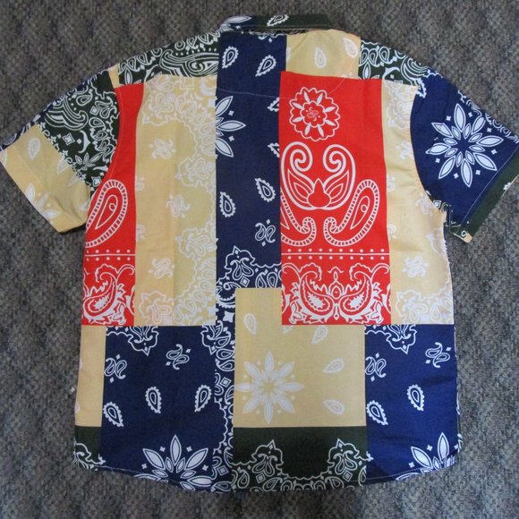 NWT English Laundry Boys Short Sleeve Button-Down paisley patch Print Shirt XL18 - Picture 6 of 9